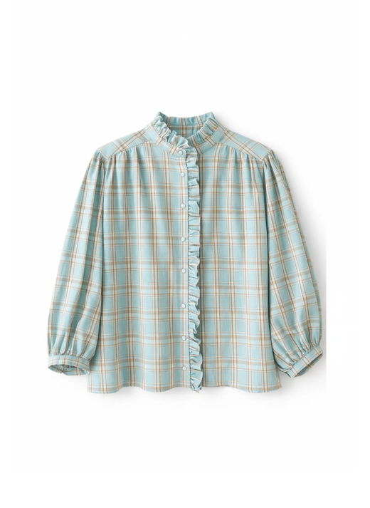 BLUSA CUADROS VOLANTE