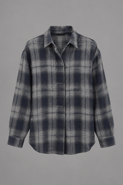 CAMISA OVERSIZE CUADRO TONOS AZULES