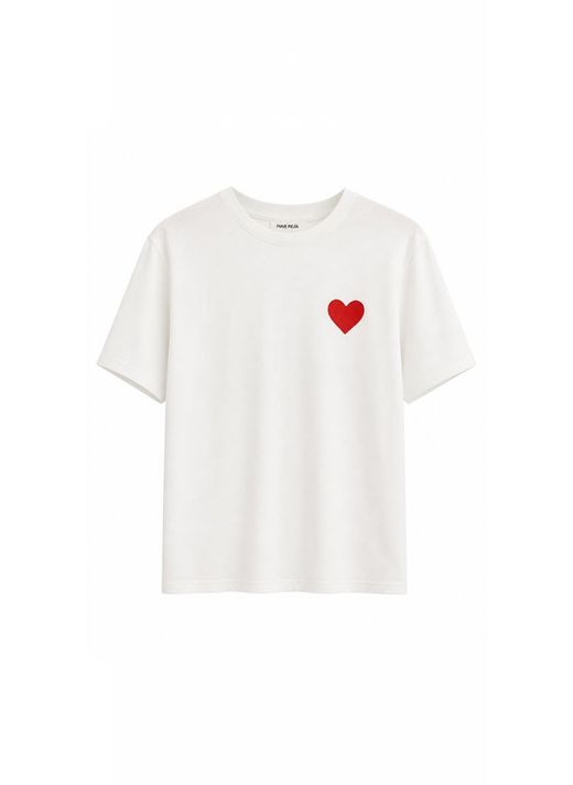CAMISETA BLANCA CORAZóN ROJO