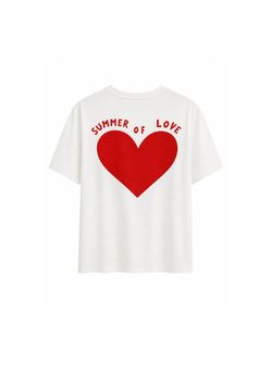 CAMISETA BLANCA CORAZóN ROJO