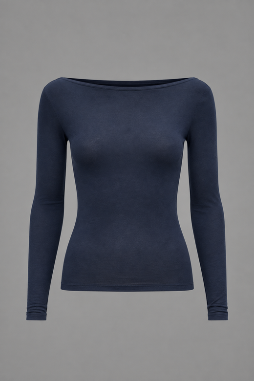 CAMISETA SEMITRANSPARENTE AZUL MARINO