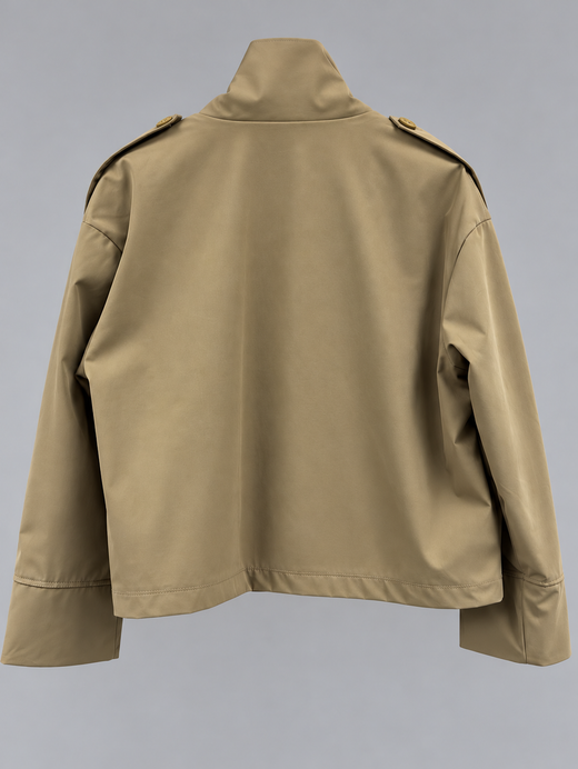 CAZADORA CORTA CROPPED CUELLO ALTO ENCAJADO