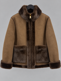 CAZADORA MARRON PIEL REVERSIBLE
