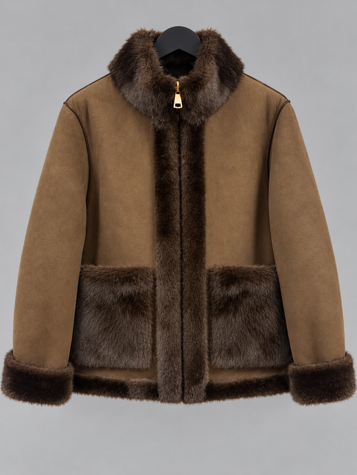 CAZADORA MARRON PIEL REVERSIBLE