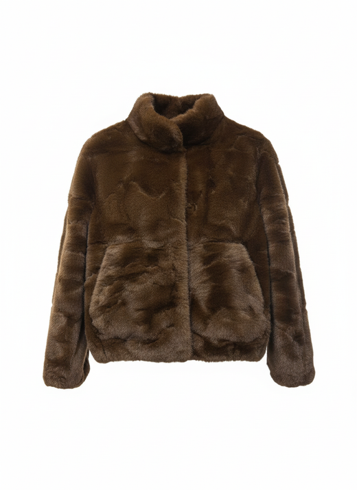 CHAQUETA BOMBER EFECTO PELO MARRÓN