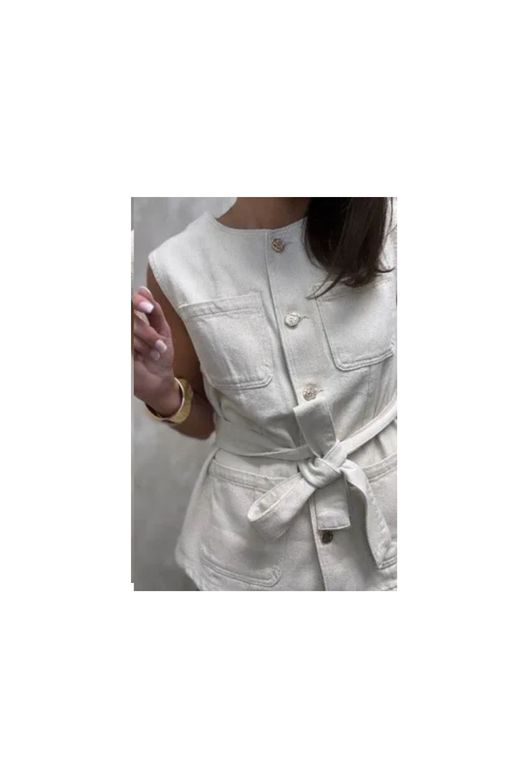CHALECO ENTALLADO LAZADA BEIGE