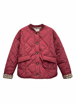 CHAQUETA ACOLCHADA GRANATE CON FORRO ANIMAL PRINT