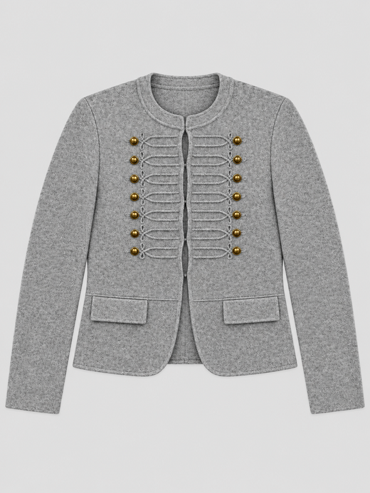 CHAQUETA MILITAR GRIS CON BOTONES DORADOS