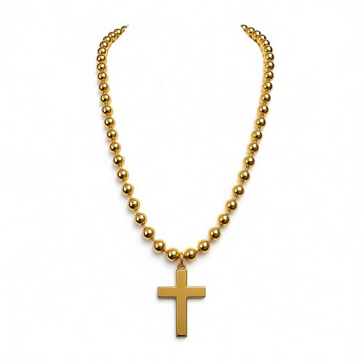 COLLAR DE BOLITAS Y CRUZ