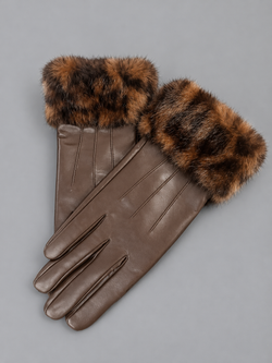 GUANTES COMBINADOS EFECTO PIEL MARRÓN