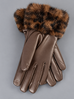 GUANTES COMBINADOS EFECTO PIEL MARRÓN