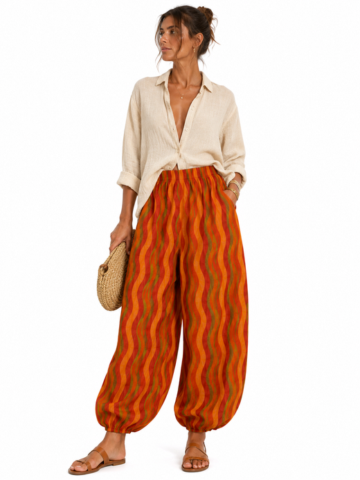 PANTALÓN ABOMBADO TONOS NARANJAS