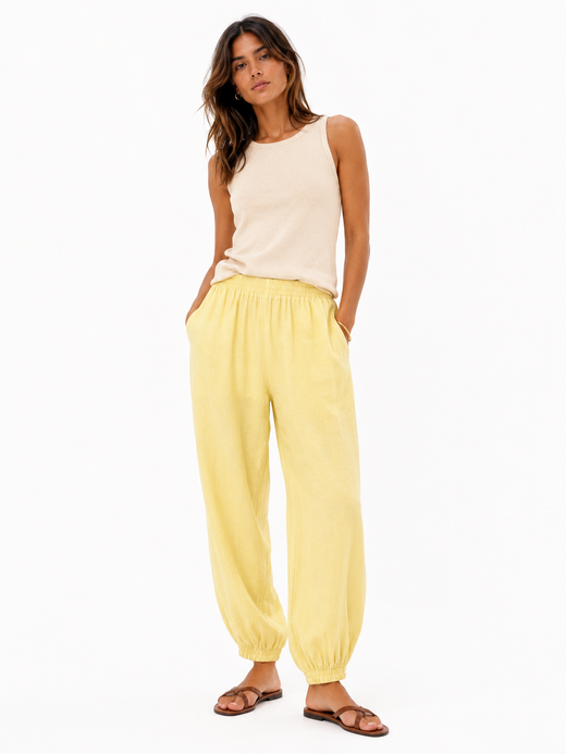 PANTALÓN FLUIDO ABOMBADO AMARILLO MANTEQUILLA