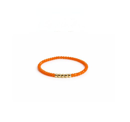 PULSERA PIEDRAS NARANJA CON DETALLE DORADO