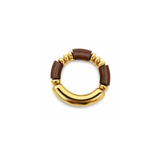 PULSERA RÍGIDA COMBINADA MADERA Y DORADO