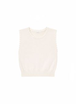 TOP PUNTO BEIGE SIN MANGAS