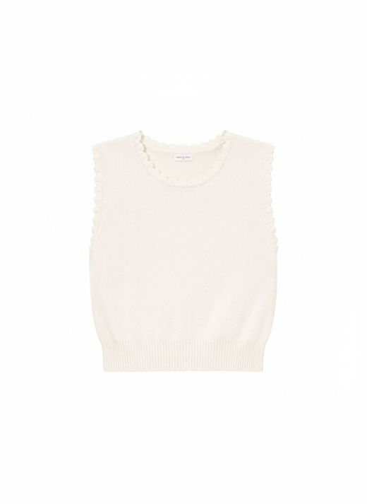 TOP PUNTO BEIGE SIN MANGAS