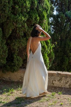 VESTIDO BEIGE EFECTO LINO