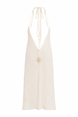 VESTIDO BEIGE EFECTO LINO