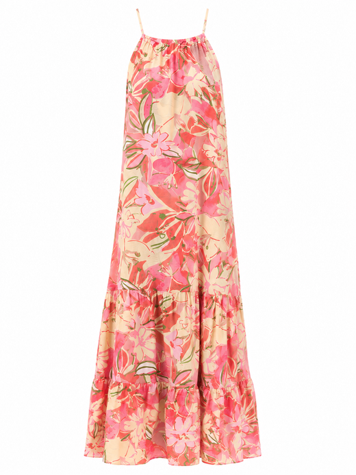 VESTIDO LARGO FLORES ROSAS